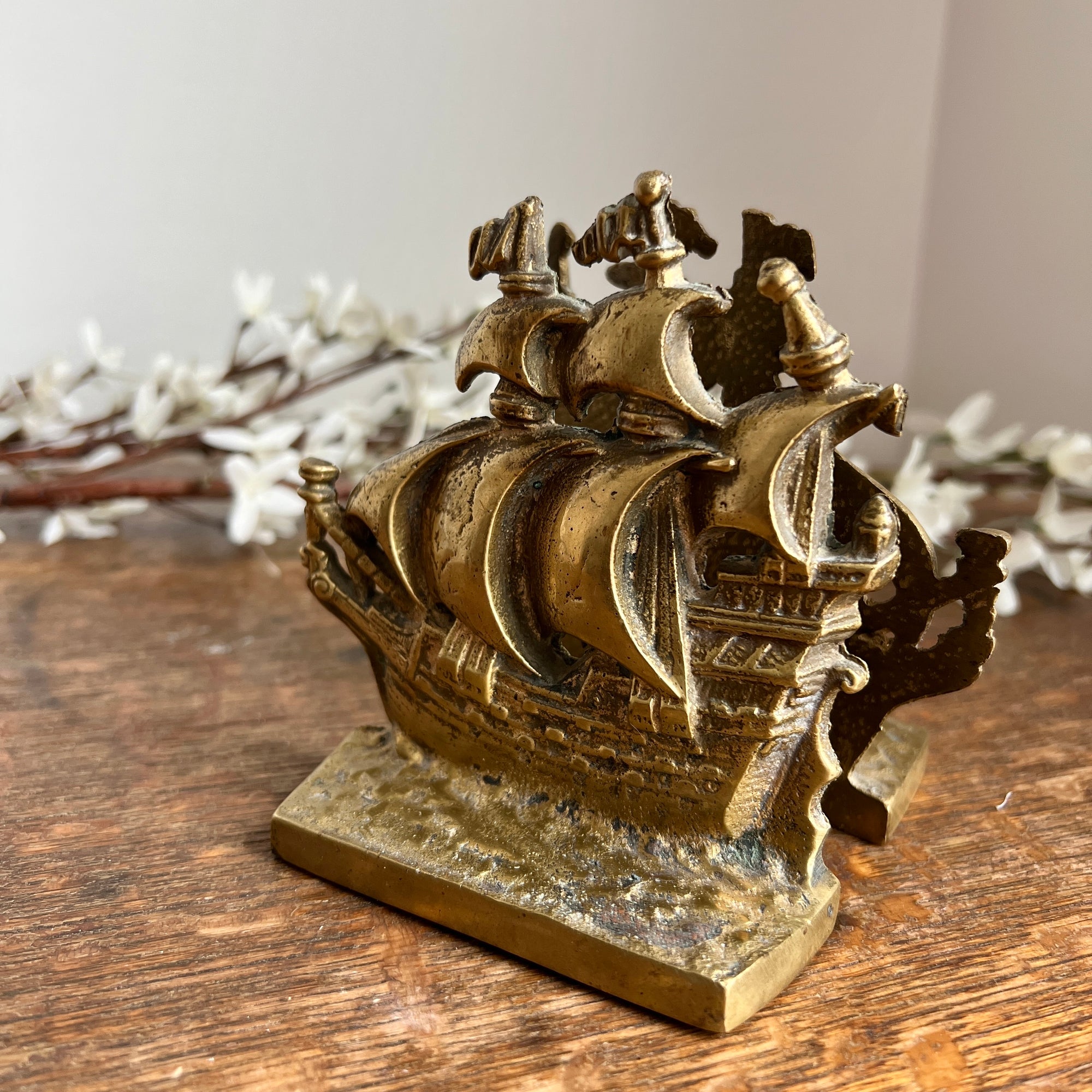 Vintage Brass ‘Sailing Ship’ Bookends - Where On Earth Antiques and Vintage