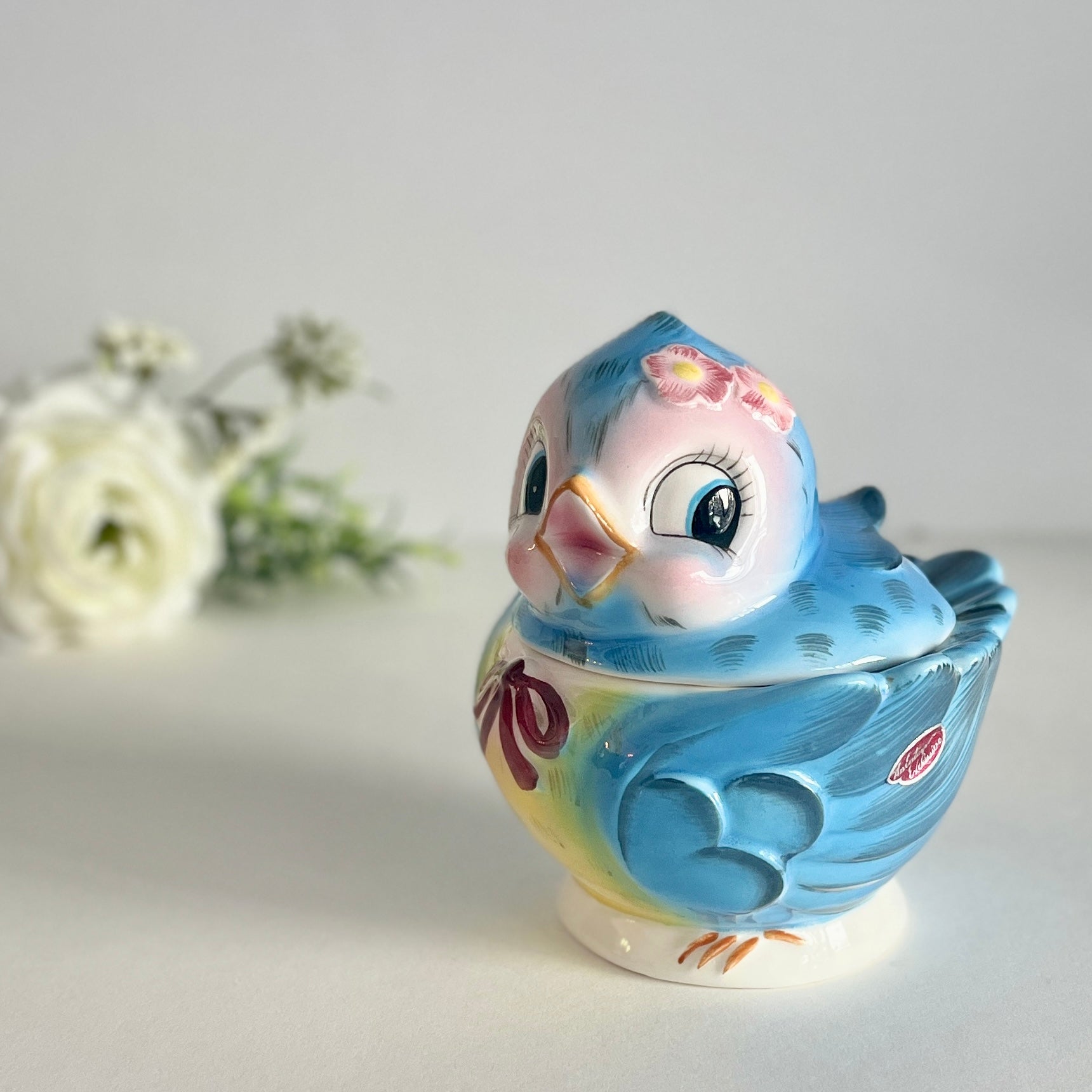 <JAM > Lefton ESD Bluebird Jam Pot - Where On Earth Antiques and