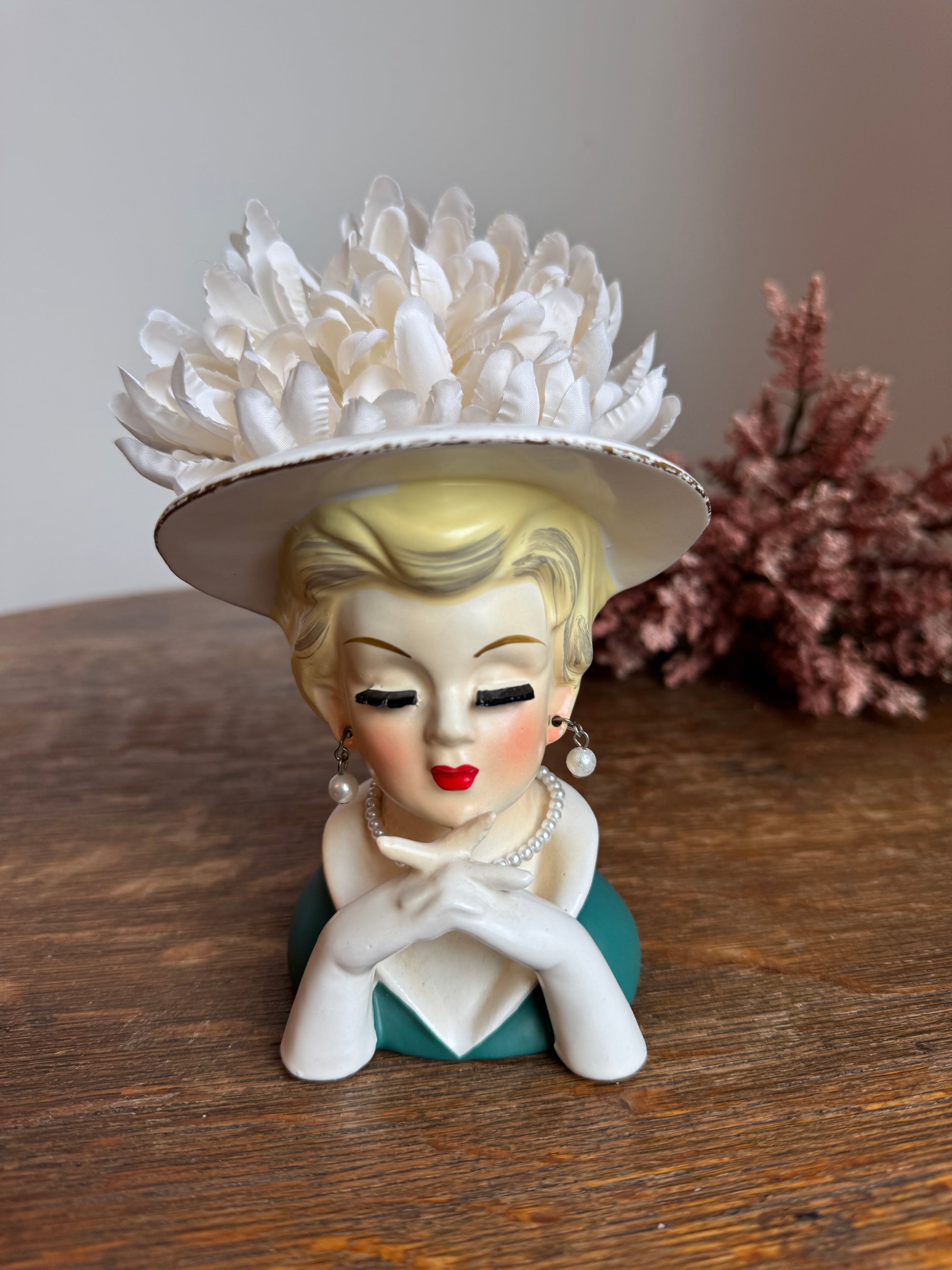 Vintage ca 1950s Lady Head Vase - Japan