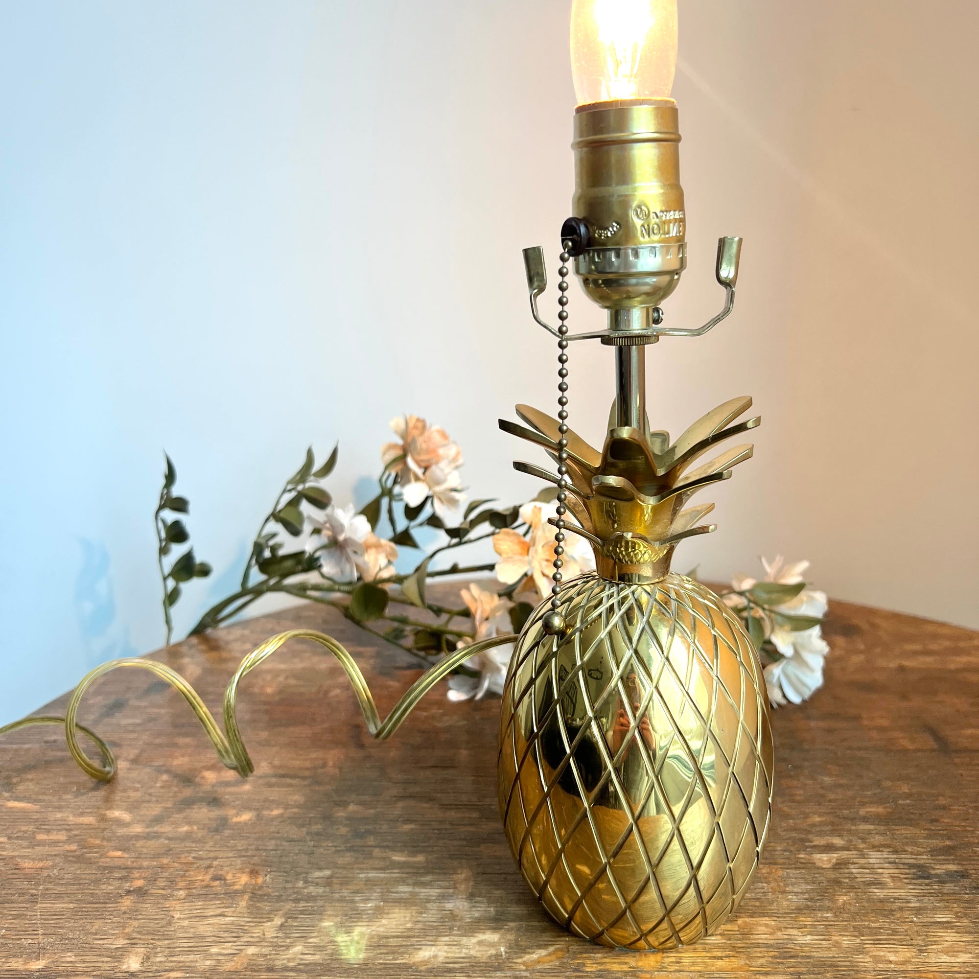 Small Vintage Brass Pineapple Lamp