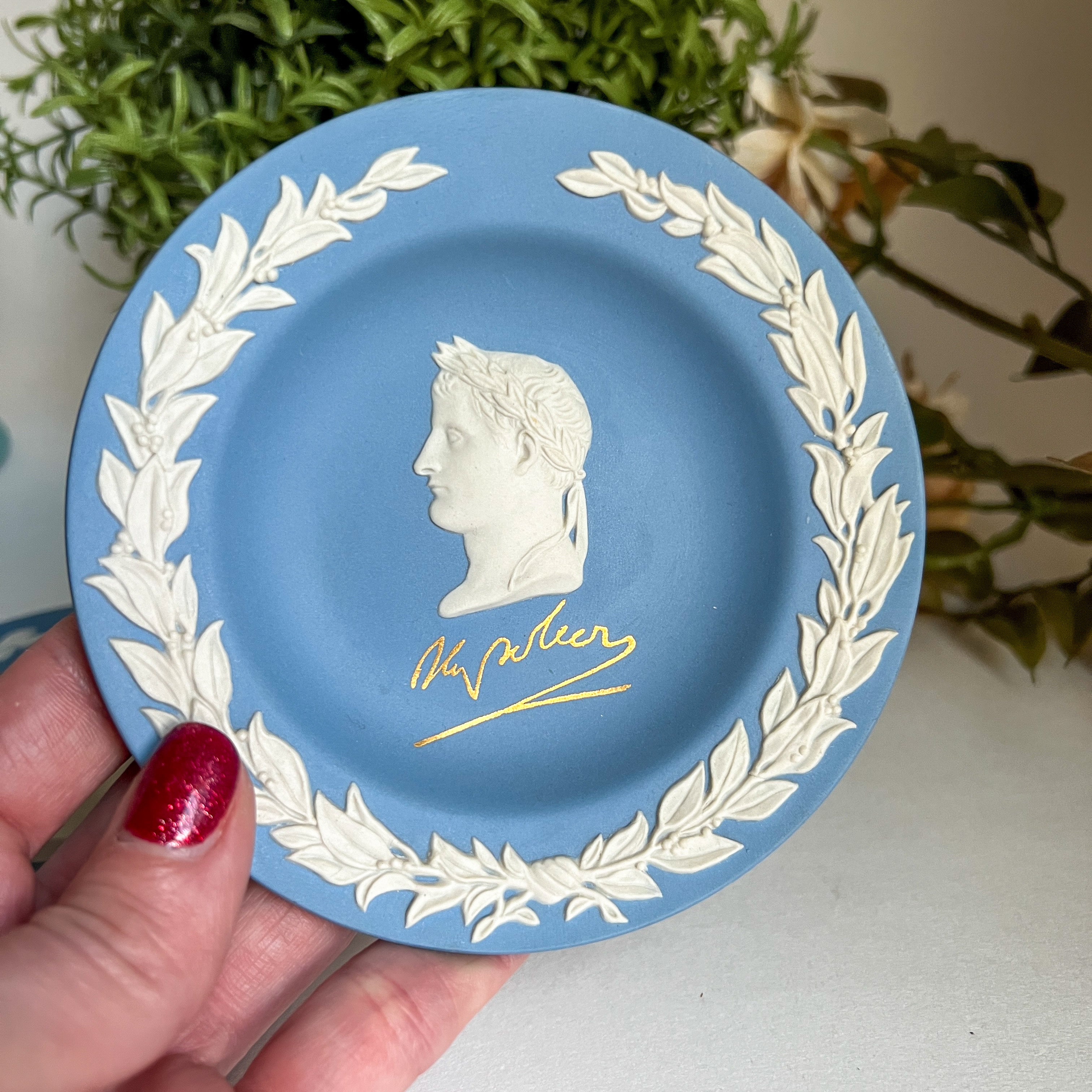 Stunning Vintage Wedgwood Pale Blue Jasperware Historic Rivals Wellington and Napoleon Collectors Society 2024 Plates Made in England