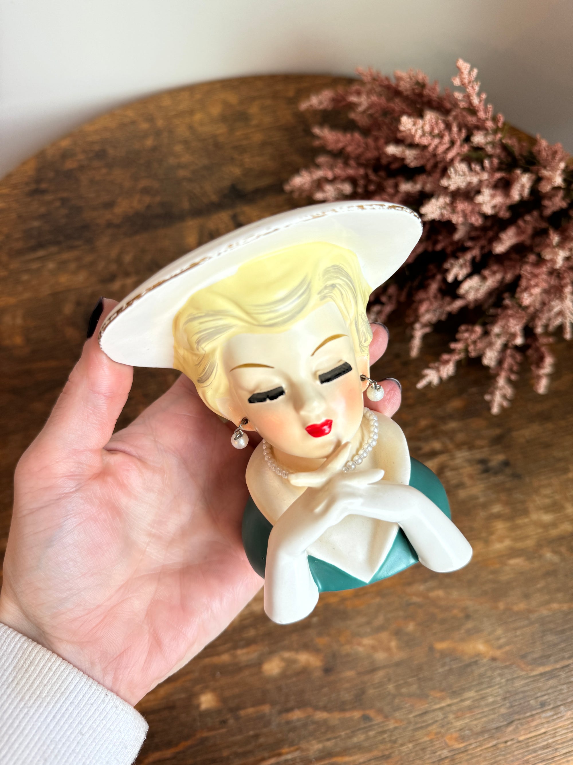 Vintage ca 1950s Lady Head Vase - Japan