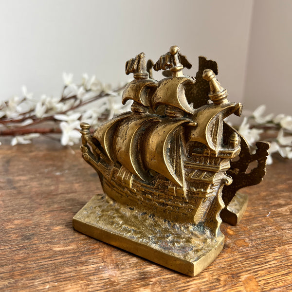 Vintage Brass 'Sailing Ship' Bookends - Where On Earth Antiques and Vintage