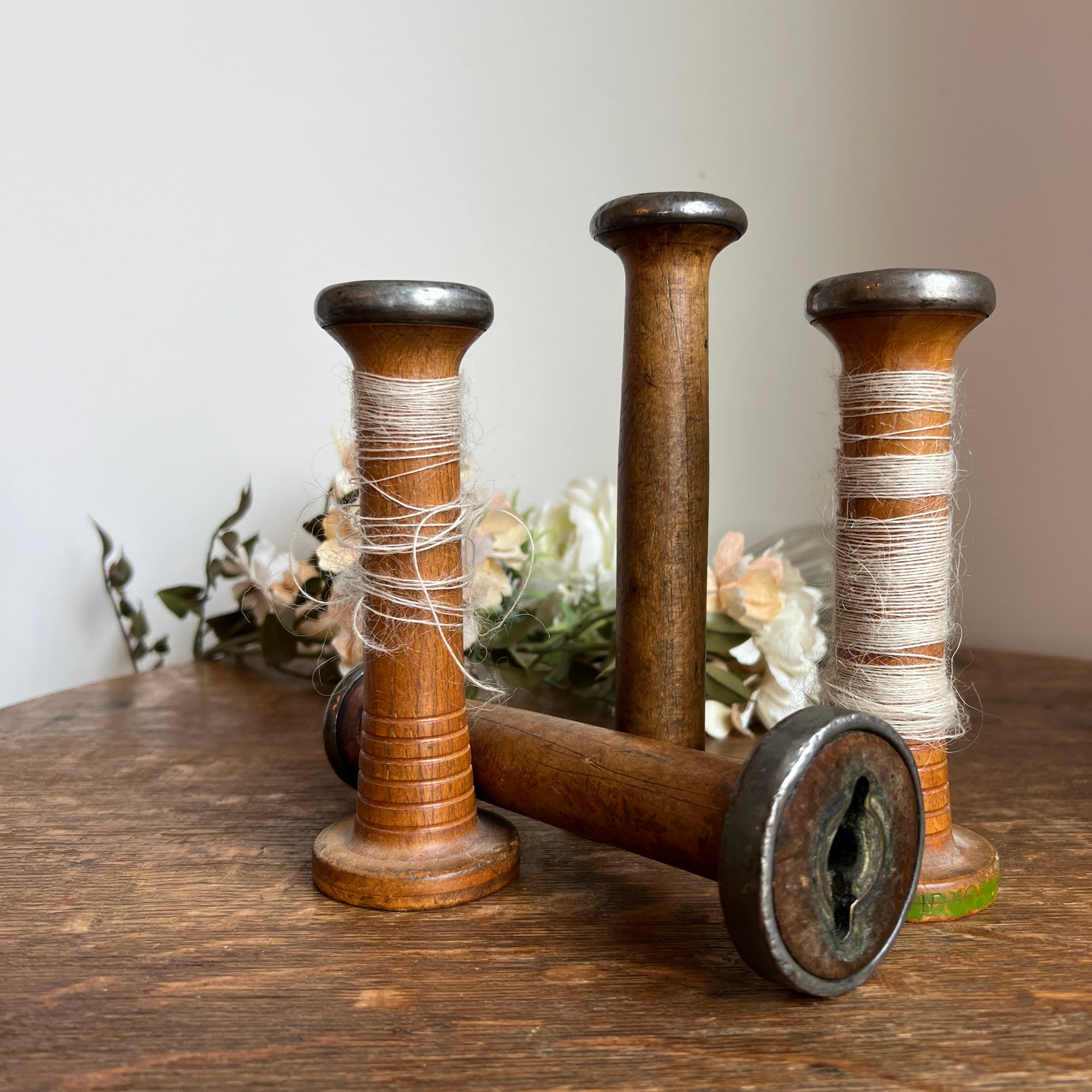 Set of 4 Antique Wooden Spools