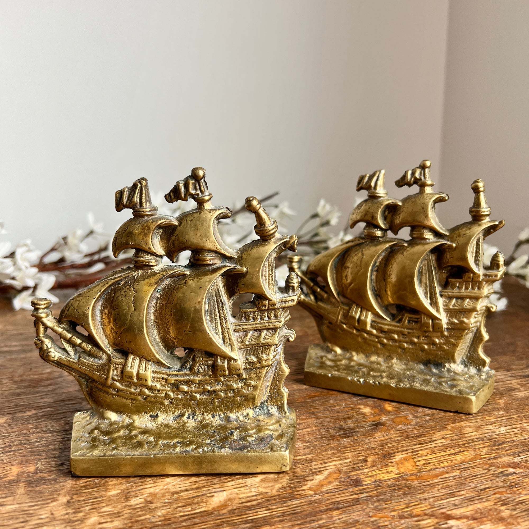 Vintage Brass 'Sailing Ship' Bookends - Where On Earth Antiques and Vintage