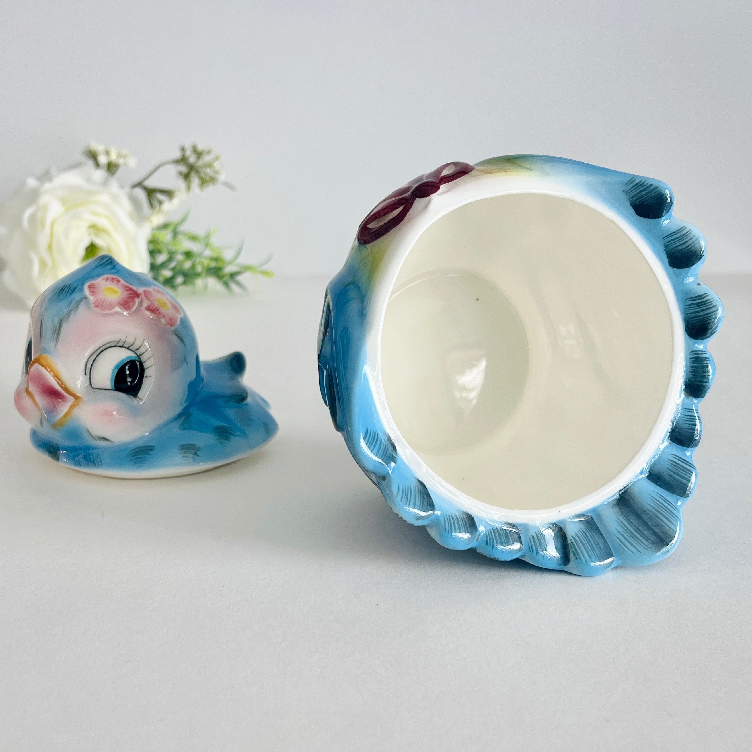 <JAM > Lefton ESD Bluebird Jam Pot - Where On Earth Antiques and