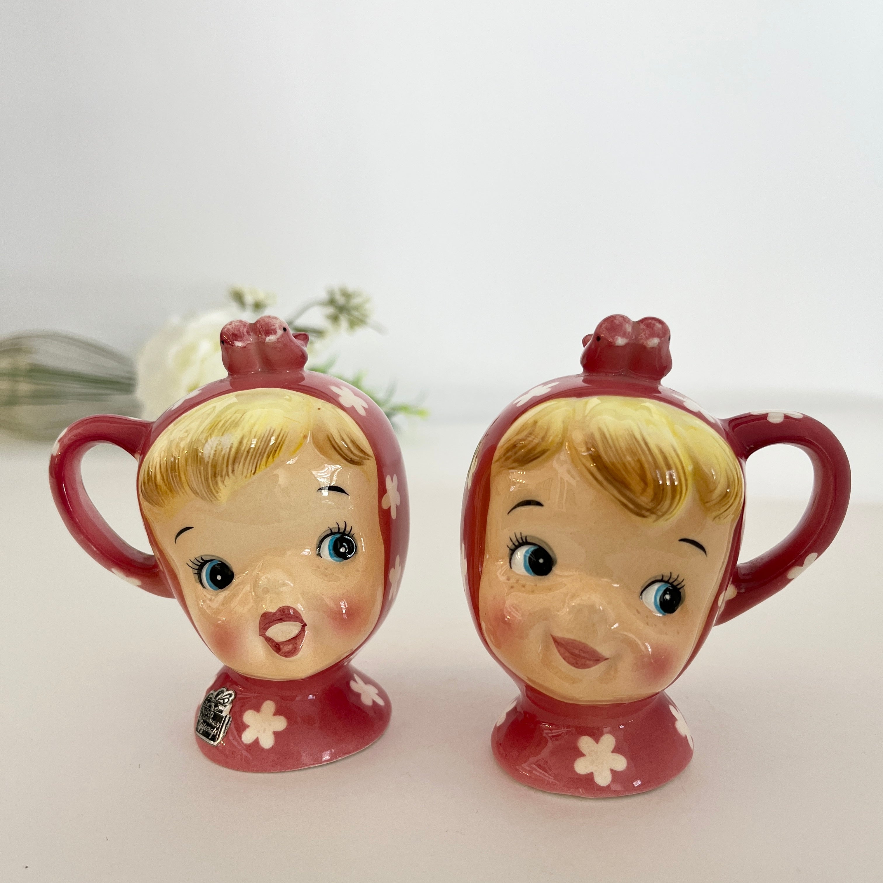 Vintage Pink Napco Miss Cutie Pie Salt & Pepper Shaker orders